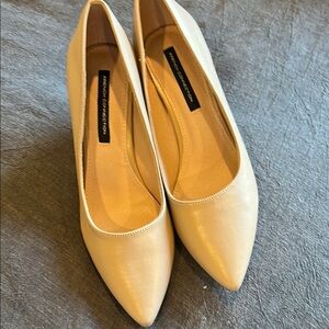 French Connection Cream Heels with Pointed Toe